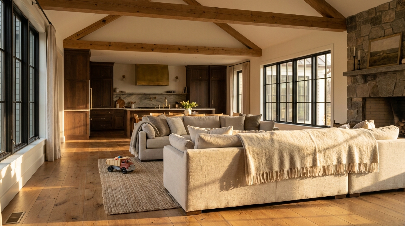 Beautifully renovated home interior with warm natural light